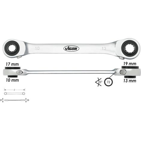 Vigor V2705 llave ajustable de doble extremo 10-19 mm