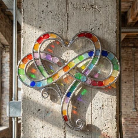 Infinity Heart Sea Glass Decor 20cm Heart-shaped Glass Ornament - Heart Pendant - A