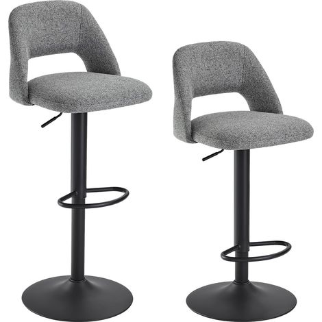 Lot de 2 tabourets de Bar réglables en Hauteur avec Dossier, Tabouret de Bar pivotant à 360°, Tabouret de bistrot Design pour Cuisine et comptoir, Gris Pigeon (1/5)