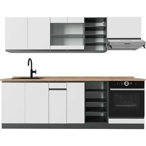 Cucina componibile R-Line, Bianco/antracite, 240 cm , PL Rovere, Vicco (1/5)