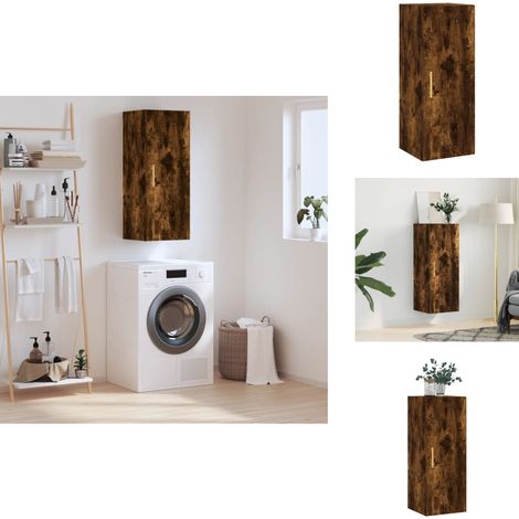 Armoire murale chêne fumé 34,5x34x90 cm - Meuble Mural - Armoire Murale - Rangement Mural - Meuble De Rangement - Armoire De Cuisine (1/5)