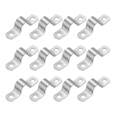 Collier rigide pour tuyau 14mm, 12 Pcs Attaches de Conduite en Acier Inoxydable 304 Support en U Épais à 2 Trous Collier pour Fixation de Tuyaux, Câbles et Fils (5/9") (1/5)
