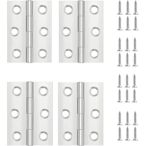 4 Pièces Charniere Porte,Charniere Inox,Charnière Invisible,Charnière plate,Porte Placard/Petites Portes/Tiroirs/Fenêtres/Pianos/Coffret à Bijoux Armoires de Quincaillerie de Meubles d (1/4)