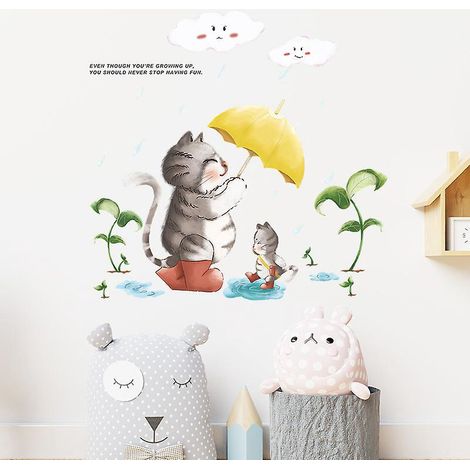 dcoration Murale Pour Chambre D'enfant Avec Kitty, Autocollant De Dessin Anim, Poster D'art Mural, Autocollant D'art  Dcoller Et  Coller Pour La D (1/5)