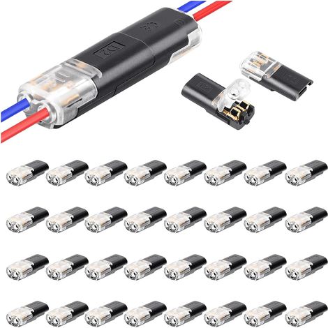 40 12V-Stecker, wasserdichter elektrischer Stecker, 2-polig, 2-stiftig, Schnellcrimpanschluss für Kabel mit 18-22 AWG (1/5)