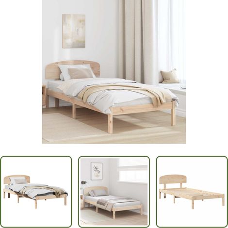 vidaXL Lit pin massif - Cadre de lit avec tête de lit Naturel 90 x 190 cm Pin massif (1/5)