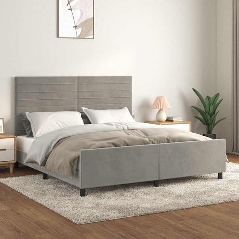 Estructura de cama con cabecero terciopelo gris claro 180x200cm (1/5)