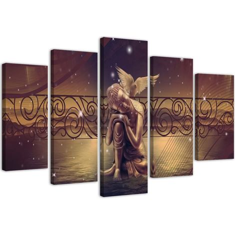 Stampa su tela 5 parti, Buddha d'oro - 200x100 (1/4)