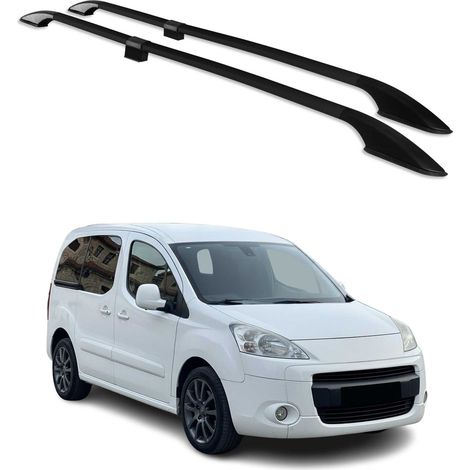 OMAC Barres de Toit longitudinales pour Peugeot Partner Tepee 2008-18 L1 Alu Noir 2X (1/5)