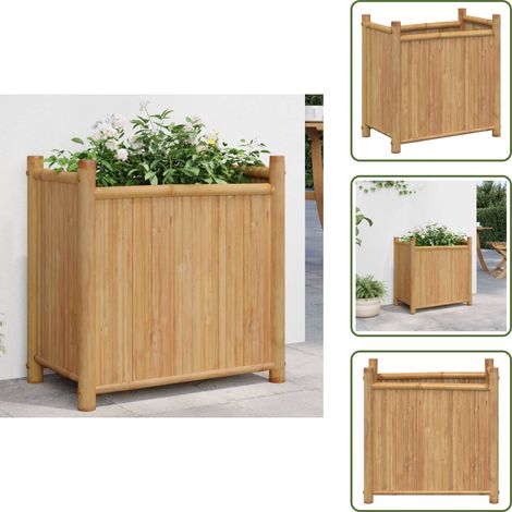 The Living Store Jardinière 50x30x50 cm bambou - Jardinier - Pot De Fleurs - Bac À Fleurs - Bambous - Déco Extérieur (1/5)