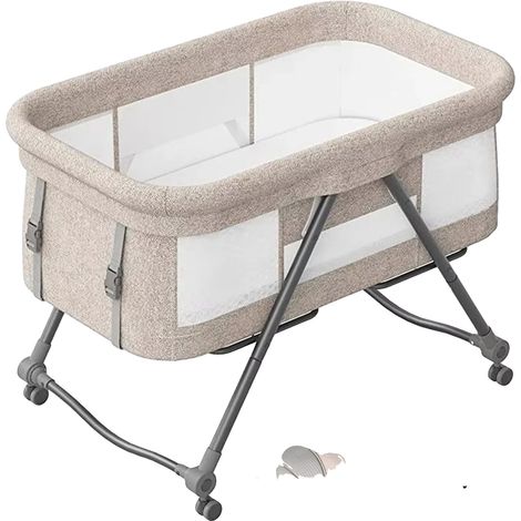 Lit de voyage pour bébé convertible, pliable, berceau à bascule, 93x55x73 cm, KHAKI de base (1/2)