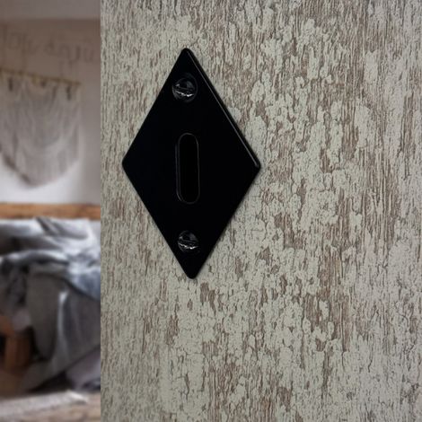 Ouvre&Déco – 2 rosaces de poignée de porte losanges Ellix entrée de clé, Fer noir