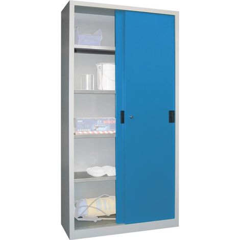 Pavoy Schiebetürenschrank, 1950x1000x600 mm, 4 Böden verzinkt, RAL 7035/5012