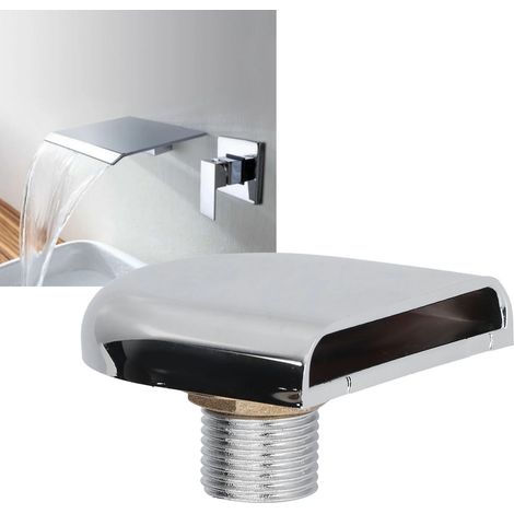 G1/2 Wasserfallarmatur für Spa 6,5 cm breiter Auslauf, silberfarbener Kunststoff, für Bad und Dusche, Wandmontage (1/5)