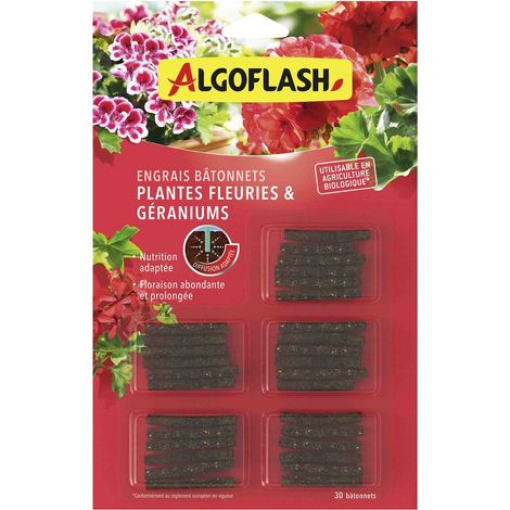 Bâtonnets D'engrais Plantes Fleuries Et Géraniums Uab Lot De 30 - Algoflash