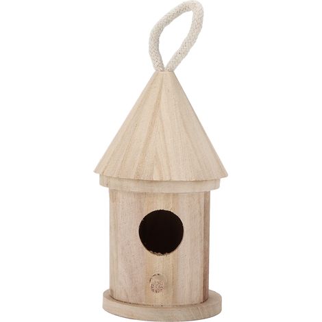 Maison d'oiseau ronde suspendue en bois, bricolage pour décorations de jardin extérieur, petite taille 5 avec corde (1/5)