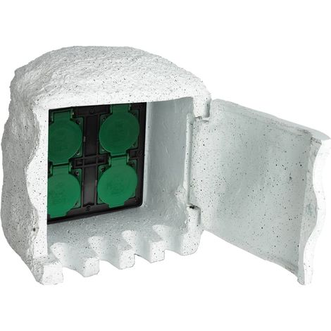 vidaXL Presa Elettrica da Esterno 4 Spine Impermeabile Resina Bianca