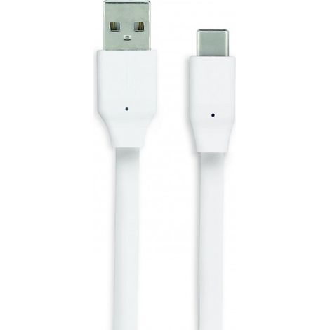 Câble USB-C /USB-A plat 3 m - blanc (1/4)