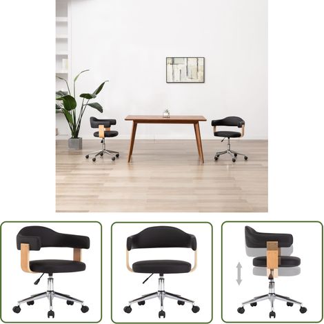 Chaise de salle à manger pivotante - Chaise à dîner Noir Bois courbé et similicuir BV470948 - BonneVie (1/5)