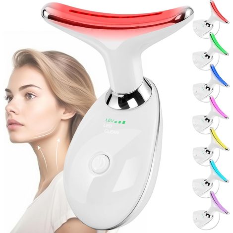 Appareil massage visage EMS 3 modes 45° lifting V anti-rides, blanc (1/5)