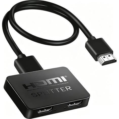 Répartiteur HDMI 1 en 2 Sorties 4K 3D, Splitter HDMI 1080P, Mâle vers Femelle, Supporte 4K@60Hz et HDCP 2.2, Répartiteur HDMI Double Sortie pour TV, Console PS4/PS5, Xbox, Lecteur Blu-Ray, Moniteur (1/5)