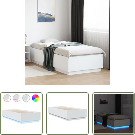 LED-Leuchten - Bettgestell mit LED Weiß 90x200 cm Holzwerkstoff (1/5)