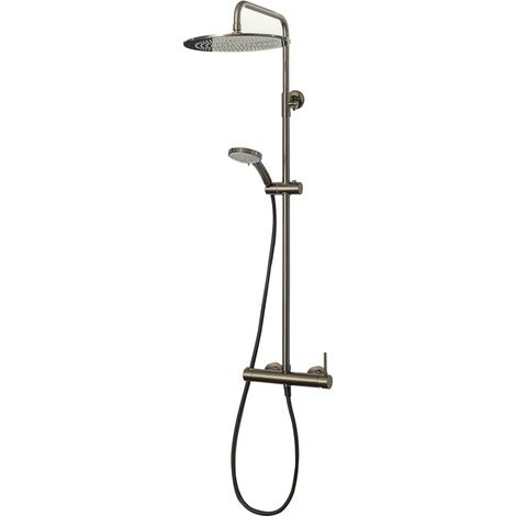 PRESTO 86350336 THEO DARK Columna Ducha Mezcladora Rociador 300 mm y Flexo PVC Cromo Negro Cepillado - ref: 86350336 (1/2)