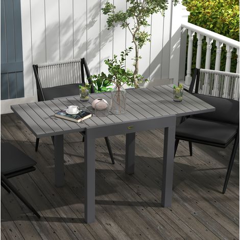 Table extensible 162x80x75 cm en aluminium gris, gain de place pour balcon et jardin FloraGrace (1/5)