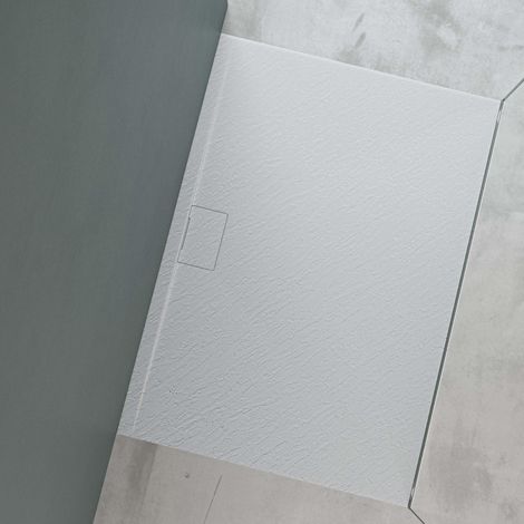 Mai & Mai Duschtasse Duschwanne aus Mineralguss BxTxH: 100x140x3 cm Mineralgusswanne in Weiß DIN-Anschlüsse inkl. Ablaufgarnitur Geoma07