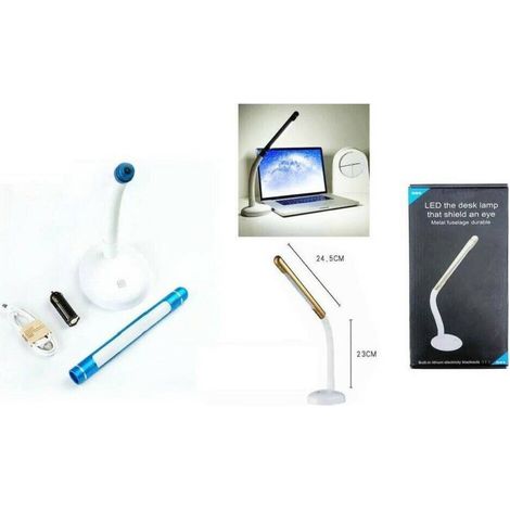 Trade Shop - LED-Schreibtischlampe D24, verstellbar, für Büro, PC, Notebook, wiederaufladbar -