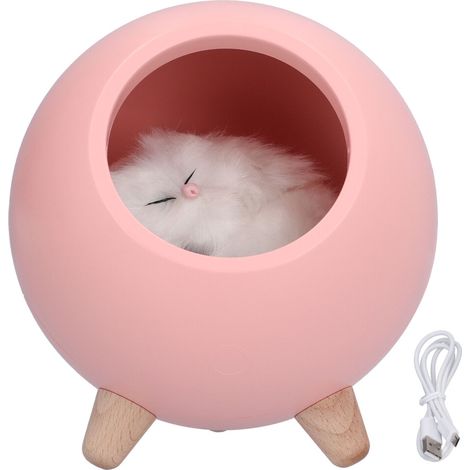 Bonita lámpara de noche con diseño de gato, con atenuación sin contacto, iluminación suave, ideal para dormitorios, escritorios y habitaciones infantiles (ahorro de energía con apagado automático).