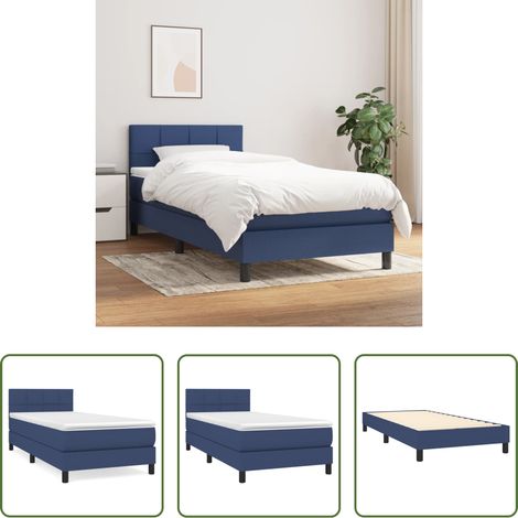 Matratze - Boxspringbett mit Matratze Blau 80x200 cm Stoff (1/5)