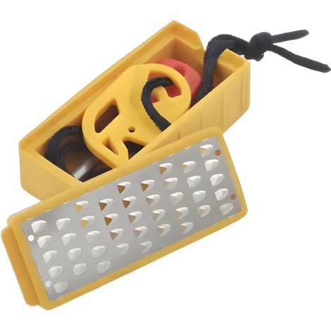 Kit d’allumage feu de camp extérieur, pierre à feu ferro-cérium avec grattoir et râpe à bois, kit survie compact pour randonnée camping (1/5)
