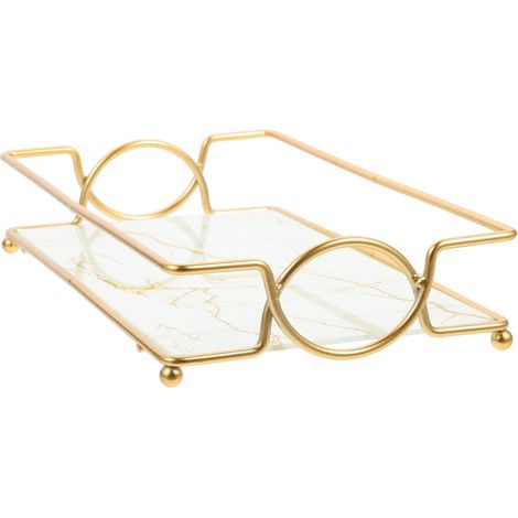 Plateaux de Rangement et Plateau de Salle de Bain Multifonctionnel en Fer Blanc Organisateur pour Produits de Toilette sur Comptoir'-'-