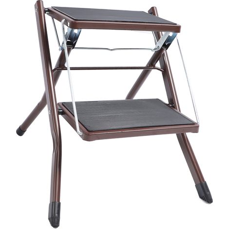 Escabeau pliant à 2 marches avec capacité de charge de 120 kg et large pédale antidérapante pour la cuisine, la salle de bain et la cafétéria (1/5)