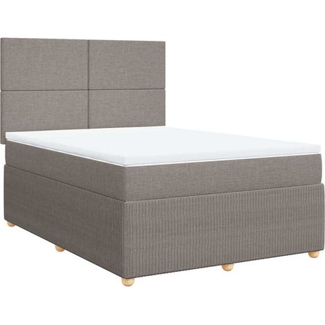 Sommier à lattes de lit avec matelas Taupe 160x200 cm Tissu vidaXL (1/5)