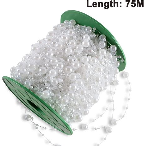 75m catena di perle decorazione con ghirlanda decorazione per matrimoni decorazione con perle per tovaglia 8mm + 3mm decorazione natalizia gioielli fai da te perle collegate (1/5)