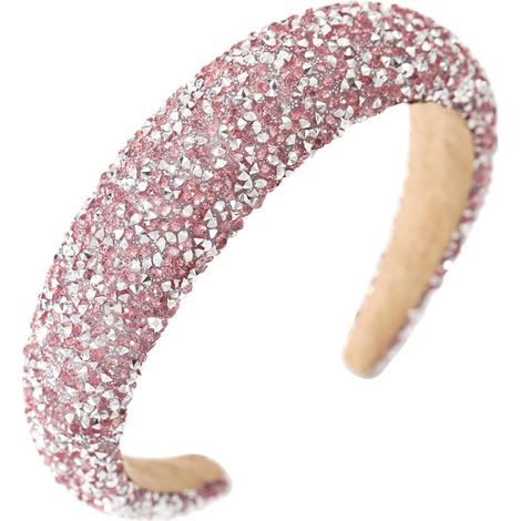 Fascia per capelli con paillettes, fascia rosa con strass per donna, fascia larga per capelli, accessori per capelli morbidi ed eleganti per l'uso quotidiano, feste, spettacoli, fotografia (1/5)