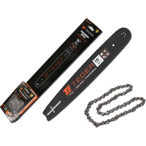 Juego de corte, barra de 38 cm (15") + cadena, 0,325" 1,3 mm 64 og, 12t, montaje en U, Teger (1/3)