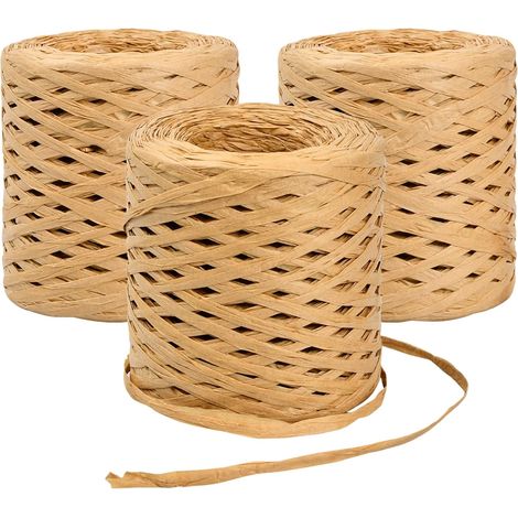 rollos de cinta de papel de rafia, cuerda de papel de rafia de 200 m, cinta de rafia para envolver regalos, manualidades y decoración. (1/5)