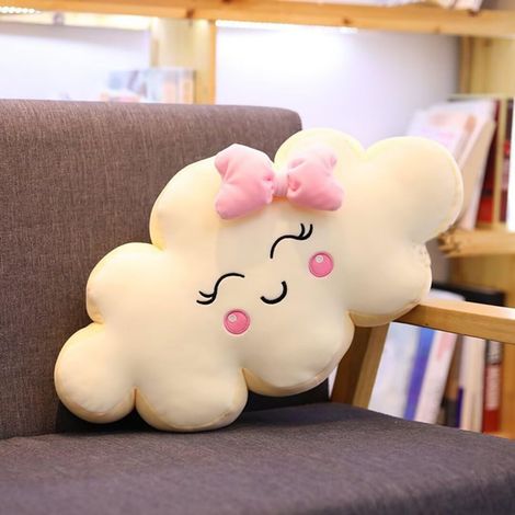 Coussins décoratifs créatifs en forme de nuage souriant, adorables coussins en peluche pour la décoration du salon et de la chambre, rose - 50 cm (1/5)