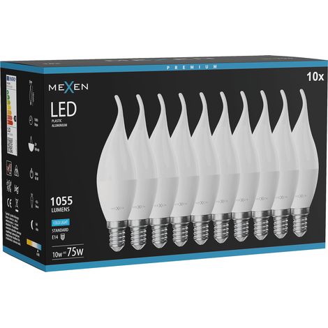 Mexen Nova 10x Ampoule LED flamme E14, C37, 10W, Froid - 6500K, 1055 lm - L106-E14-1065-01x10 (1/5)
