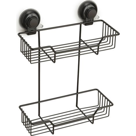 Portaoggetti doppio per doccia in filo da muro in metallo e resine termoplastiche HO19 Gedy serie HOT Nero Matt