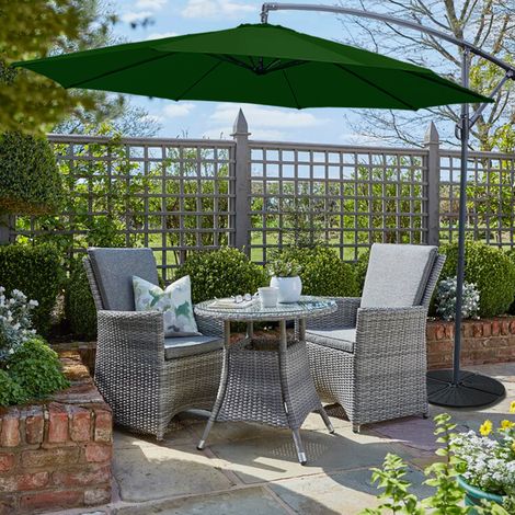 3M Green Garden Banana Parasol Sun Shade Patio Hanging Umbrella Cantilever (1/5)