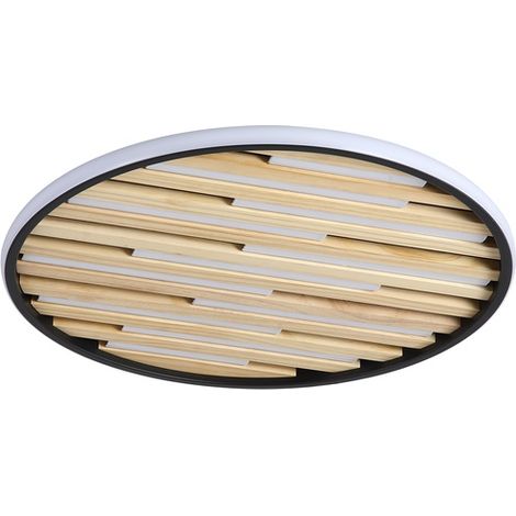 Plafonnier Equalise noir avec bois - 80980-49BK