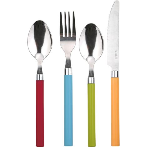 Cubertería de 24 piezas Happie colors Mango de plástico - talla (1/5)