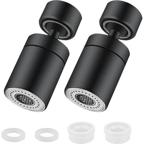 Universal verchromte Wasserhähne, 360° schwenkbar, mit zwei Düsenmodellen für Küche und Badezimmer (2er-Set) (schwarz) (1/5)