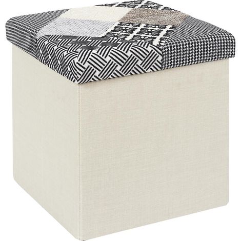 Coffre pouf pliable gris 38x38x38 cm (1/5)