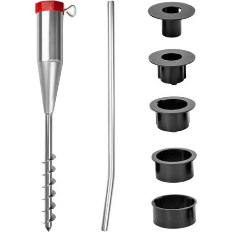 Schirmständer, Sockel, Bodenhülse zum Anschrauben, Adapter 25-55mm, Stahl verzinkt, Silber MUMU (1/4)