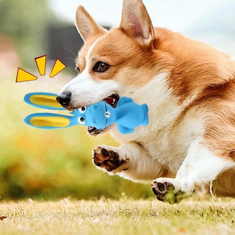 Jouet à mâcher pour chien hippopotame en latex couineur, jouet interactif durable pour chiens de toutes tailles (1/5)